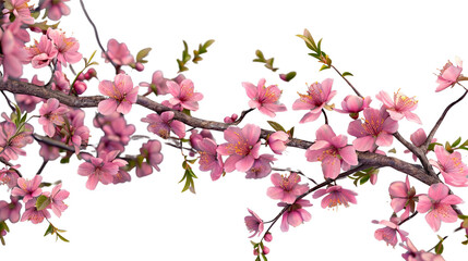 Fototapeta premium Blossom Branches: A close-up view of blooming branches, displaying delicate pink blossoms.