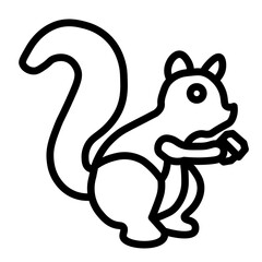 Squirrel with Nut Vector Line Icon Design