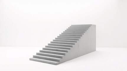 Obraz premium Minimalist Concrete Stairs on White Background