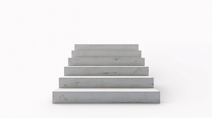 Minimalist Concrete Stairs on White Background