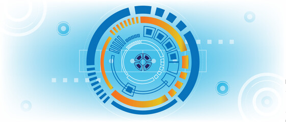 Futuristic HUD Circle Abstract Blue and Orange Technology Interface