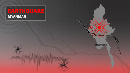 Myanmar. A powerful 7.7 magnitude earthquake has hit Myanmar, with a state of emergency declared and. A graphical statistical map of earthquake for advertisement and news.