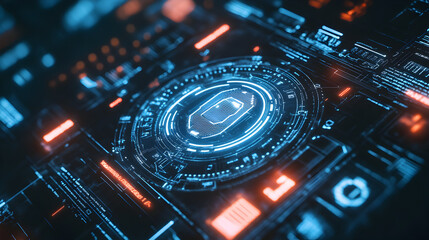 identity verification process with user credentials displayed on a futuristic HUD 