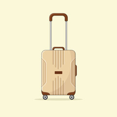 Cute travel bag in beige colour vector illustration. Suitcase. Holiday. Journey.