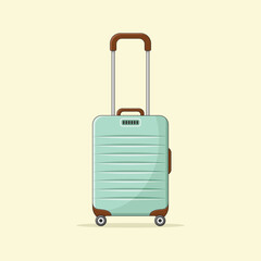 Cute travel bag in green colour vector illustration. Suitcase. Holiday. Journey.