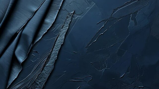 Elegant Dark Blue Fabric Sophisticated Design with Textured Surface, Folds, and Creases that Evoke Luxury and Depth in Every Artistic Detail.