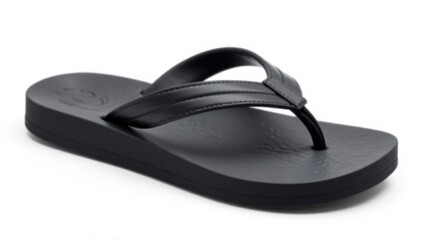 Single black flip-flop, isolated on white background , single, product