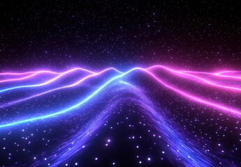 Abstract Neon Galaxy Landscape
