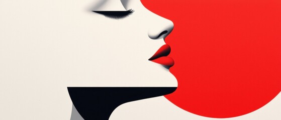 Digital illustration of a woman's face. the background is white and the face is in black and white. the woman's eyes are closed and her lips are slightly parted.