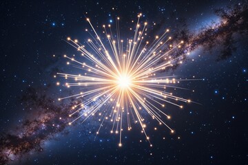 Fototapeta premium Cosmic Explosion of Light Against a Stellar Backdrop