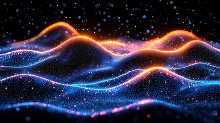 Fototapeta premium Abstract Digital Landscape: Waves of Light and Energy