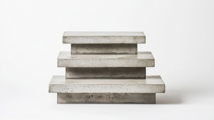 modern concrete podium with three stacked layers showcases minimalist design. This product is perfect for displaying items or as decorative piece in contemporary spaces