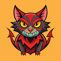 Devil cat vector art illustration.