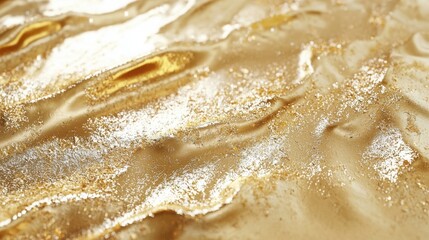 Obraz premium Luxurious golden silk fabric with shimme silver glitter accents creates a rich textured background perfect for elegant designs and sophisticated projects showcasing opulent