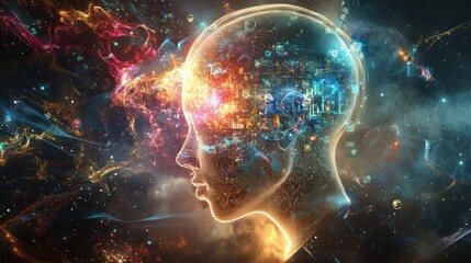 Obraz premium A beautiful depiction of the human mind with colorful energy swirls