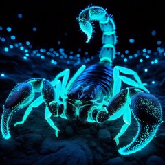 Image of Show scorpions glowing under ultraviolet illumination revealing printed on Printed Glass Splashbacks