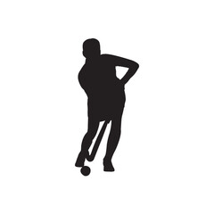 Hockey Stick and Ball Female Athlete Silhouette