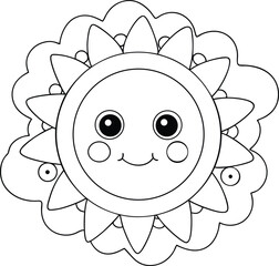 funny cartoon sun Coloring page