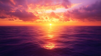 Fototapeta premium Tranquil coastal sunset a breathtaking ocean landscape in wide angle