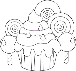 chocolate cake with cherry Coloring page