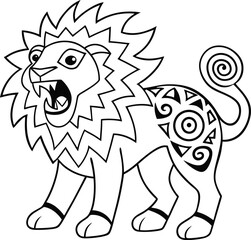 vector illustration of a cartoon lion Coloring page