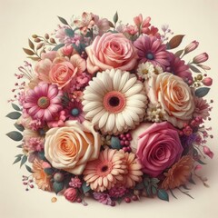 Floral bouquet made of Alstroemeria, Gerber, Rose, and Chrysanthemums