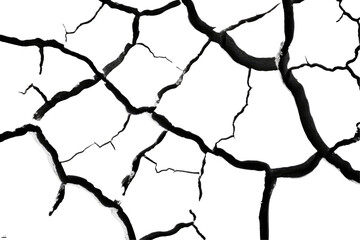 Cracked Ground on White Background  on transparent background
