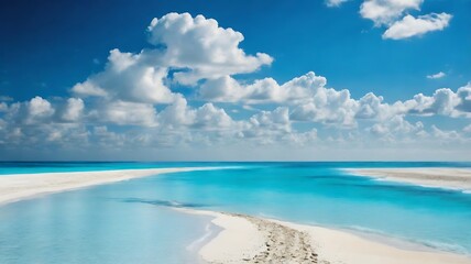 Obraz premium Sunny gold sandy beach, Horizontal. Horizontal view tranquil sandy beach. Peaceful sea waves shore. Ocean coast view. 