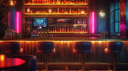 Fototapeta premium Stylish cocktail bar with natural lighting high resolution images
