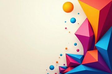 Abstract geometric shapes form a colorful backdrop , line, vibrant