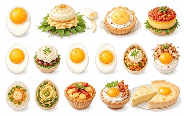 Egg meal background image, food sticker, illustration, cooking vegetable texture banner advertisement poster