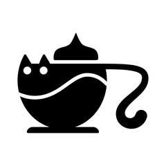 Cute Cat Coffee Cup Logo 