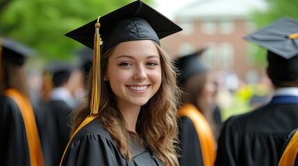 Graduation Caps and Gowns - Graduates in caps and gowns celebrating their academic achievements, ideal for graduation-related content and ceremonies.