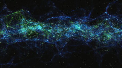 A vast network of luminous lines and bright particle clusters