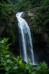 there is a waterfall that is flowing down a hill side