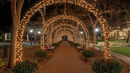 Enchanted Night Walkway: A Festive Holiday Lightscape