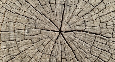 Fototapeta premium A Highly Detailed Macro Shot of a Tree Stump, Showcasing Growth Rings and Aged Cracks