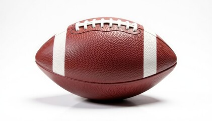 Leather football perfectly centered on pure white background, ball, white