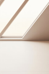 Natural light pouring into a minimalist interior space with angles and soft hues