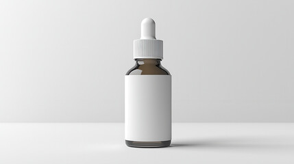 Photography realistic blank mockup of face serum bottle with dropper on white background