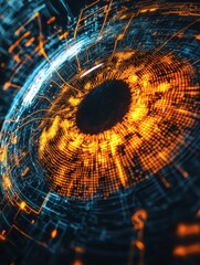 Smart contact lenses detecting early signs of eye cancer using real time biomarker analysis futuristic ophthalmology Stock Photo with side copy space