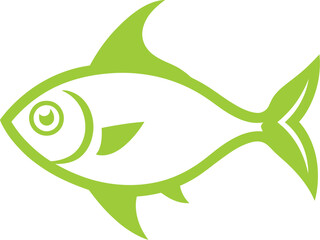 Minimalist Abstract Green PNG Vector Fish Illustration for Modern Design and Digital Art