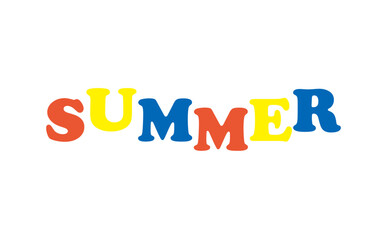夏の訪れを祝福する、SUMMER（夏）の文字の、シンプルなロゴマーク（ベクター素材）
