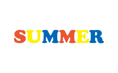 夏の訪れを祝福する、SUMMER（夏）の文字の、シンプルなロゴマーク（ベクター素材）
