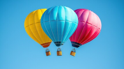 Fototapeta premium Vibrant Hot Air Balloons Soaring in a Clear Blue Sky