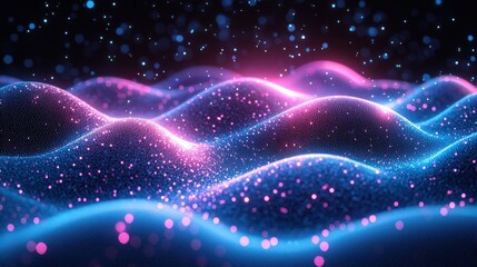 Fototapeta premium Mesmerizing Cosmic Waves of Vibrant Intergalactic Energy Flowing Through the Enchanting Heavens This captivating digital artwork showcases a surreal and dreamlike landscape