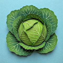 Obraz premium cabbage paper cut illustration
