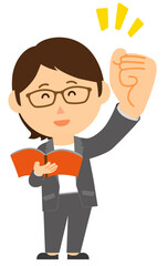 塾講師女性_ガッツポーズ