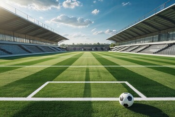 Scenic Soccer Field Under a Clear Blue Sky