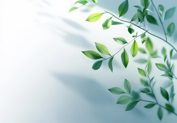 Delicate Green Leaves and Sunlight Shadows